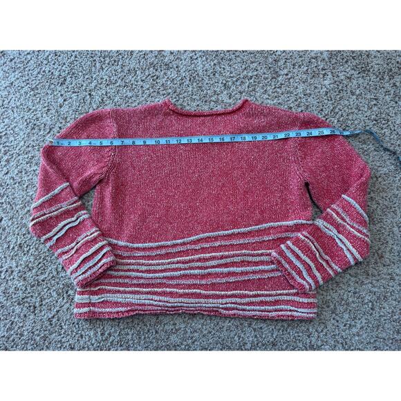 J. Jill Women's Cotton Sweater, Size Small, Red/Cream pattern, slightly cropped - Picture 6 of 7